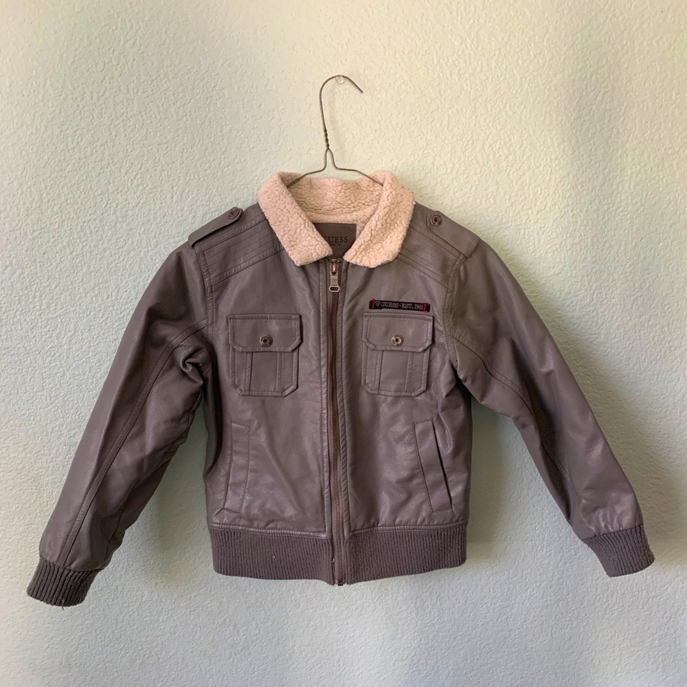 Boys Faux Leather Bomber Jacket